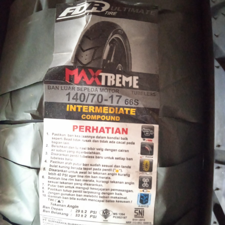 Ban Luar FDR 140/70-17 Maxtreme Tubeless