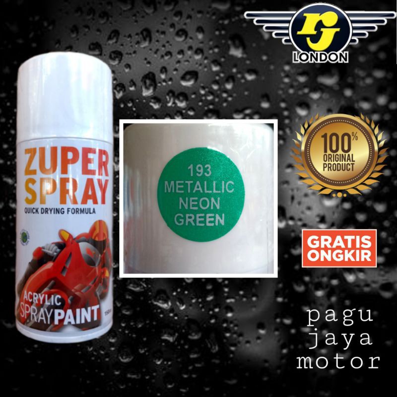 Pilok pilox aerosol warna metalic neon green ( hijau muda metalik ) 150cc zuper spray cat semprot spray paint untuk cat motor mobil sepeda velg helm kayu besi plastik