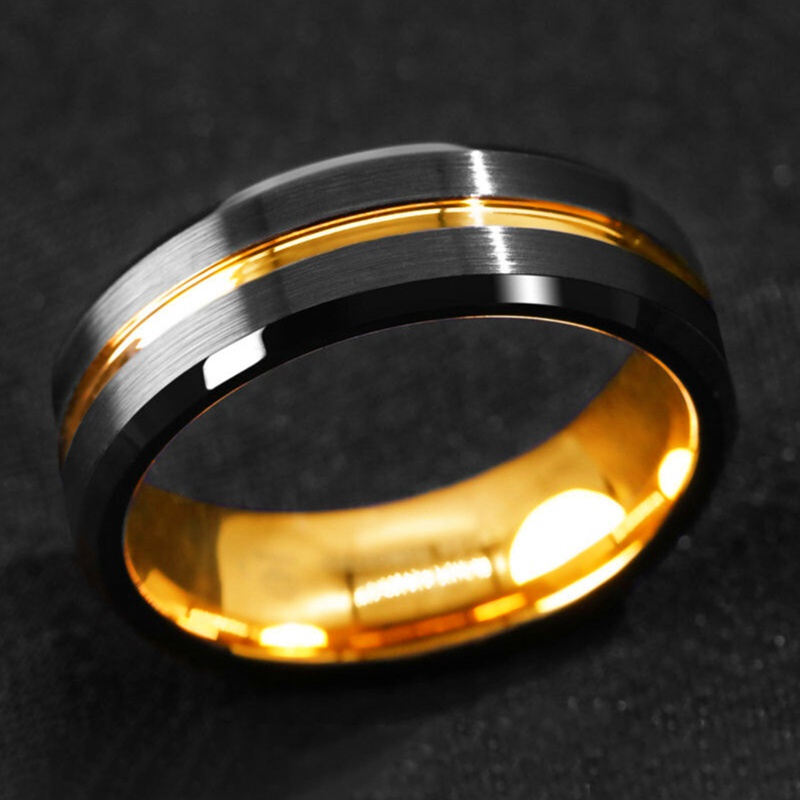 Fancyqube Cincin Bahan Stainless Steel Warna Hitam Matte Ukuran 8mm Untuk Pria