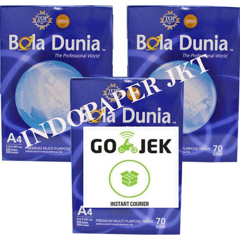 

KERTAS FOTOKOPI A4 70GR BOLA DUNIA KHUSUS GOSEND WILAYAH JAKARTA DAN SEKITARNYA