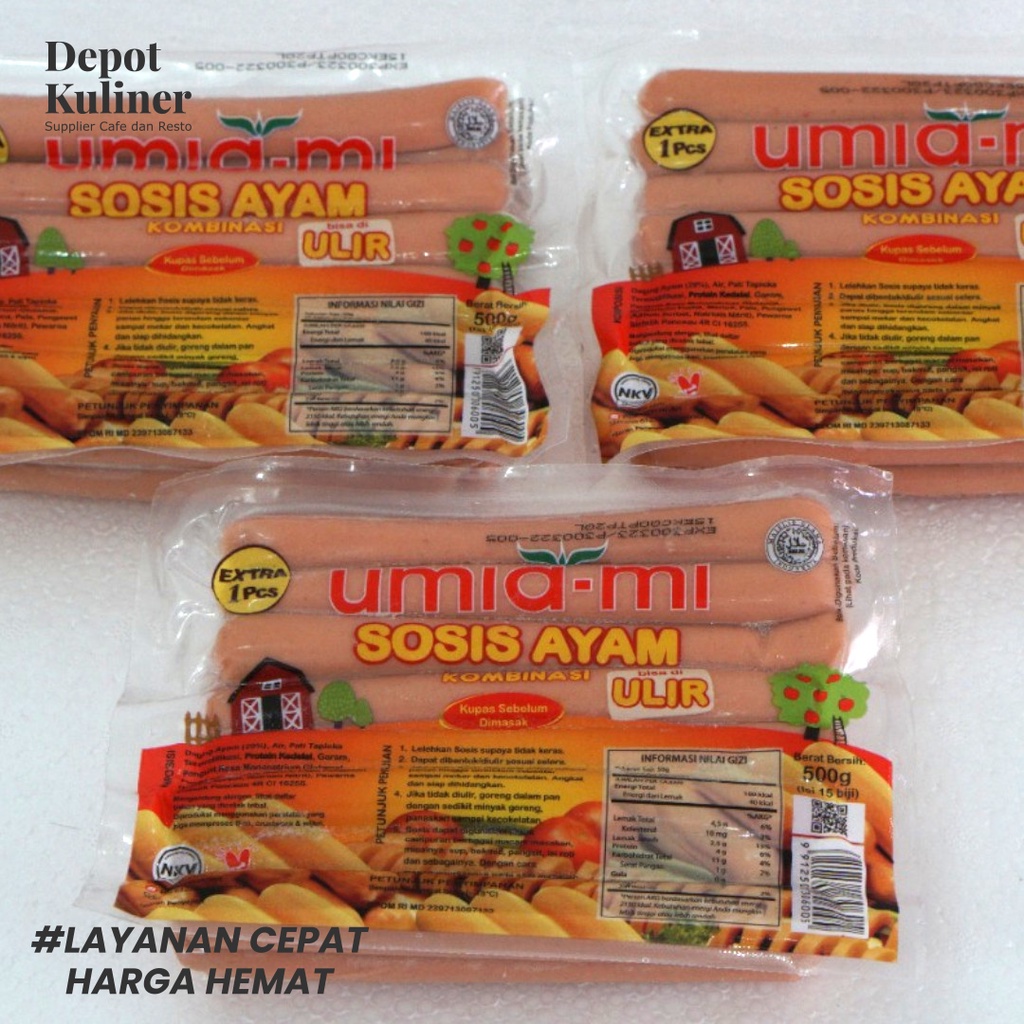 Umiami Sosis Ayam isi 16 Batang - 500 Gr - Chicken Sausage