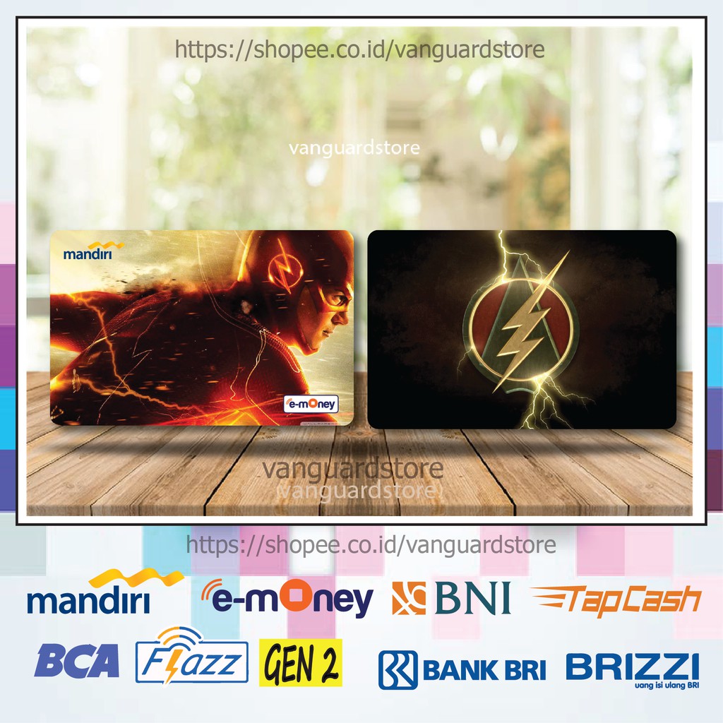 KARTU E MONEY E TOLL SUPERHERO THE FLASH ANIME 4 EMONEY MANDIRI FLAZZ BCA BNI TAPCASH BRIZZI-2 SISI