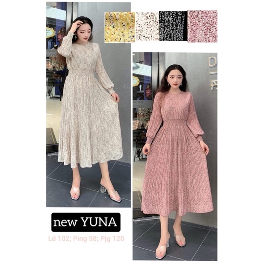 long dress plisket korean dress import motif new yuna