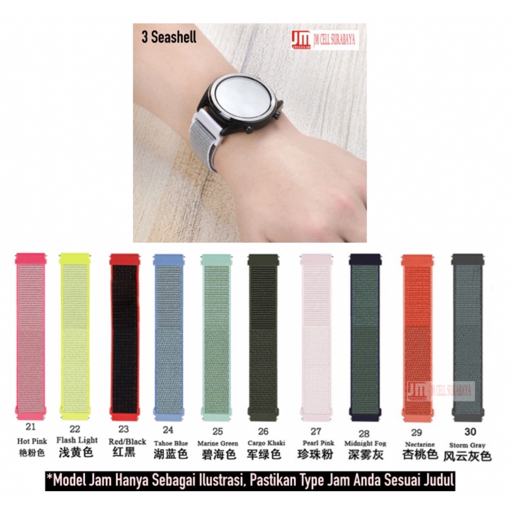 Sport Loop Watch Strap Eggel Tempo 3 Kotak - Tali Jam Tangan 20mm Velcro Krekan