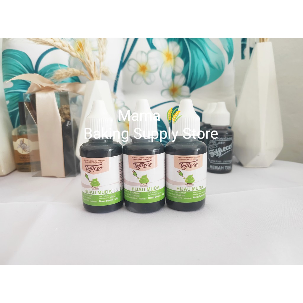 

TOFFIECO HIJAU MUDA TERANG Food Color Coloring Pewarna Makanan BRIGHT GREEN Terang 30 cc gr ml