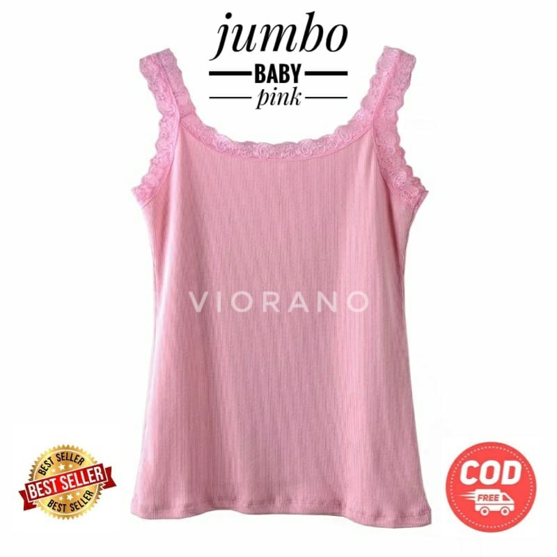 ITSHOPING - Camisol Renda Wanita Jumbo / Tanktop Renda Wanita Jumbo  / Singlet Renda Jumbo Soft-Baby pink