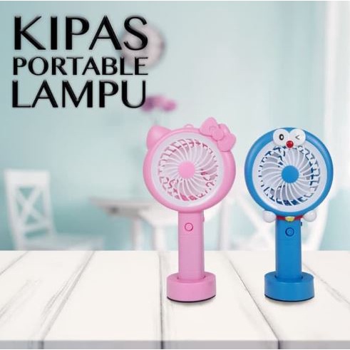 Kipas Angin Portable Karakter plus lampu cas ulang