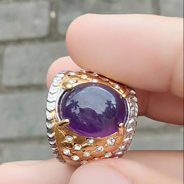Cincin batu akik kecubung ungu
