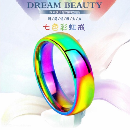 Cincin Titanium Rainbow Colorful Cewek Cowok / Cincin Warna Warni Unik Keren Pria Wanita