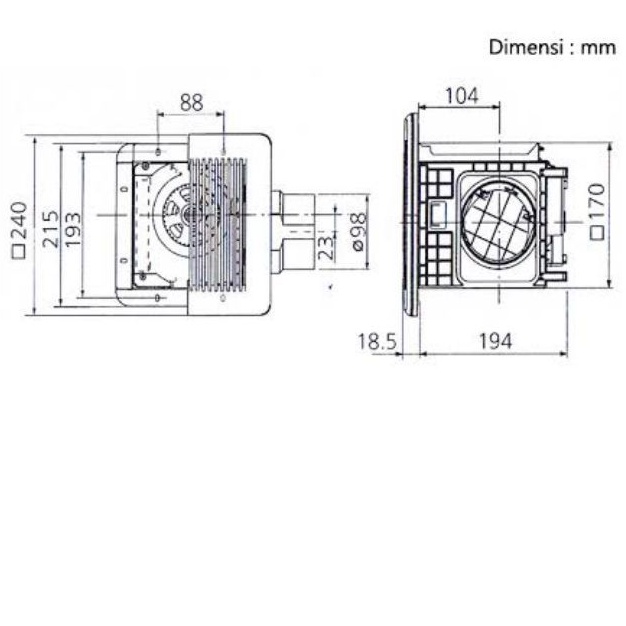 Exhaust Fan KDK Ceiling Mount Sirocco Exhaust Sirocco KDK 17CDQNA