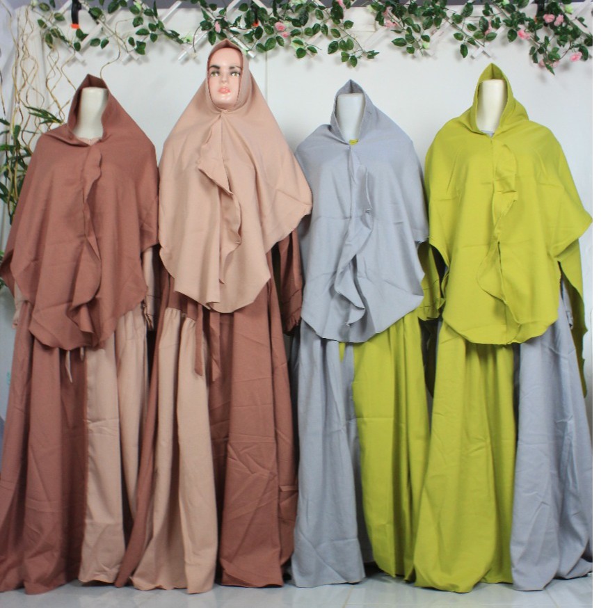 Gamis set khimar elfana moscrepe syari