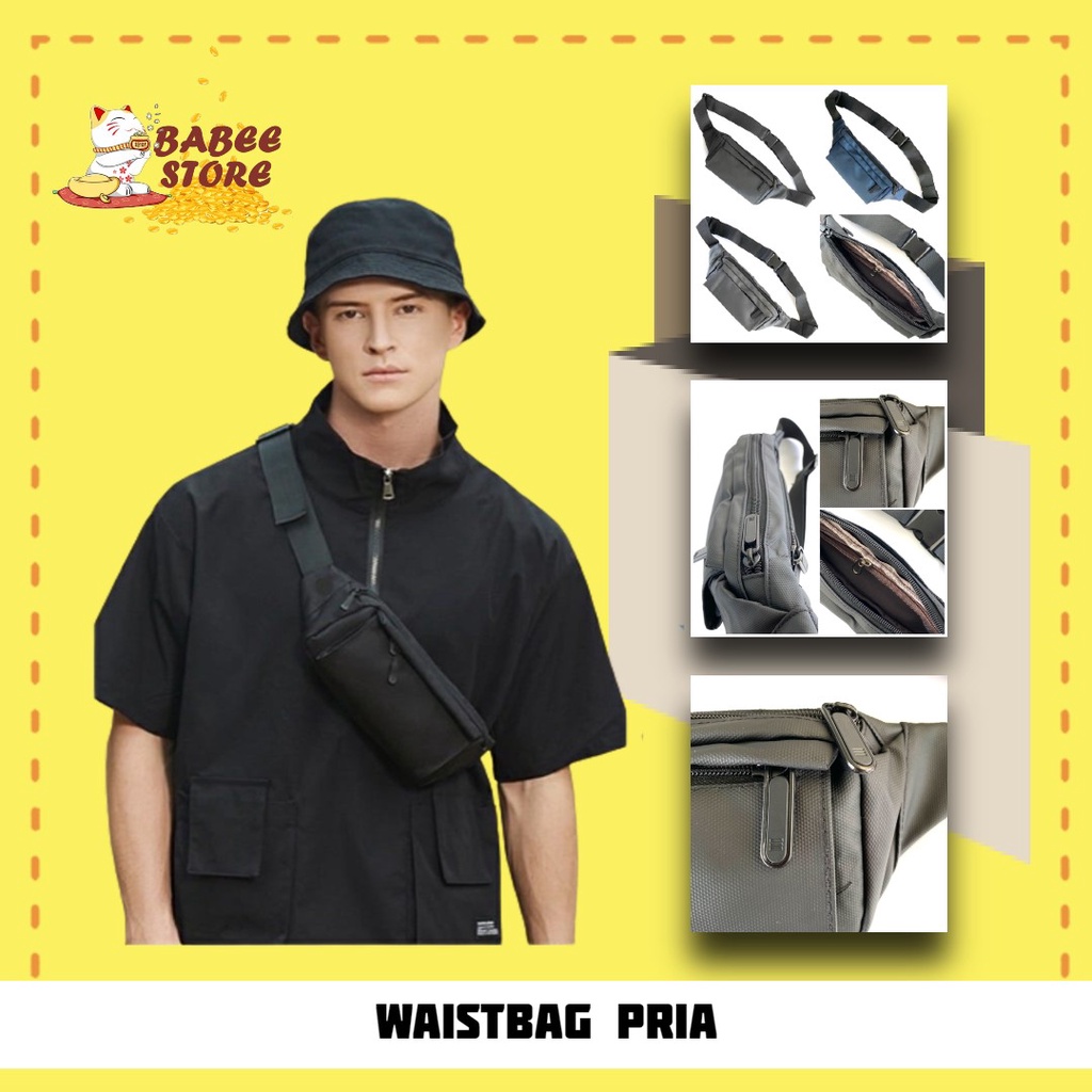 TAS PRIA PINGGANG SLEMPANG ANTI AIR PREMIUM ORIGINAL - WAISTBAG PRIA WATERPROOF IMPORT