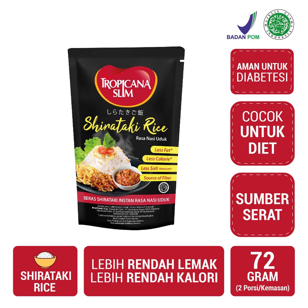 

Tropicana Slim Shirataki Rice 72 g - Bantu Dukung Hidup Sehat