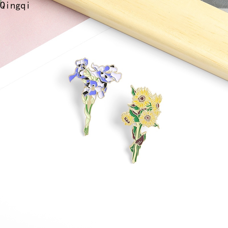 Bros Pin Enamel Bentuk Bunga Matahari Iris Untuk Hadiah