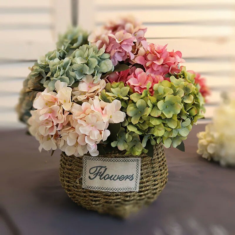 BUNGA HYDRANGEA Artificial Buatan Bunga Palsu Tanaman Hiasan Dinding Rumah Minimalis