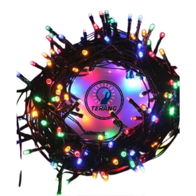 Lampu tumblr/lampu natal led/tumblr light/tumblr led 7warna lancip/roket/100led/Kabel Hitam