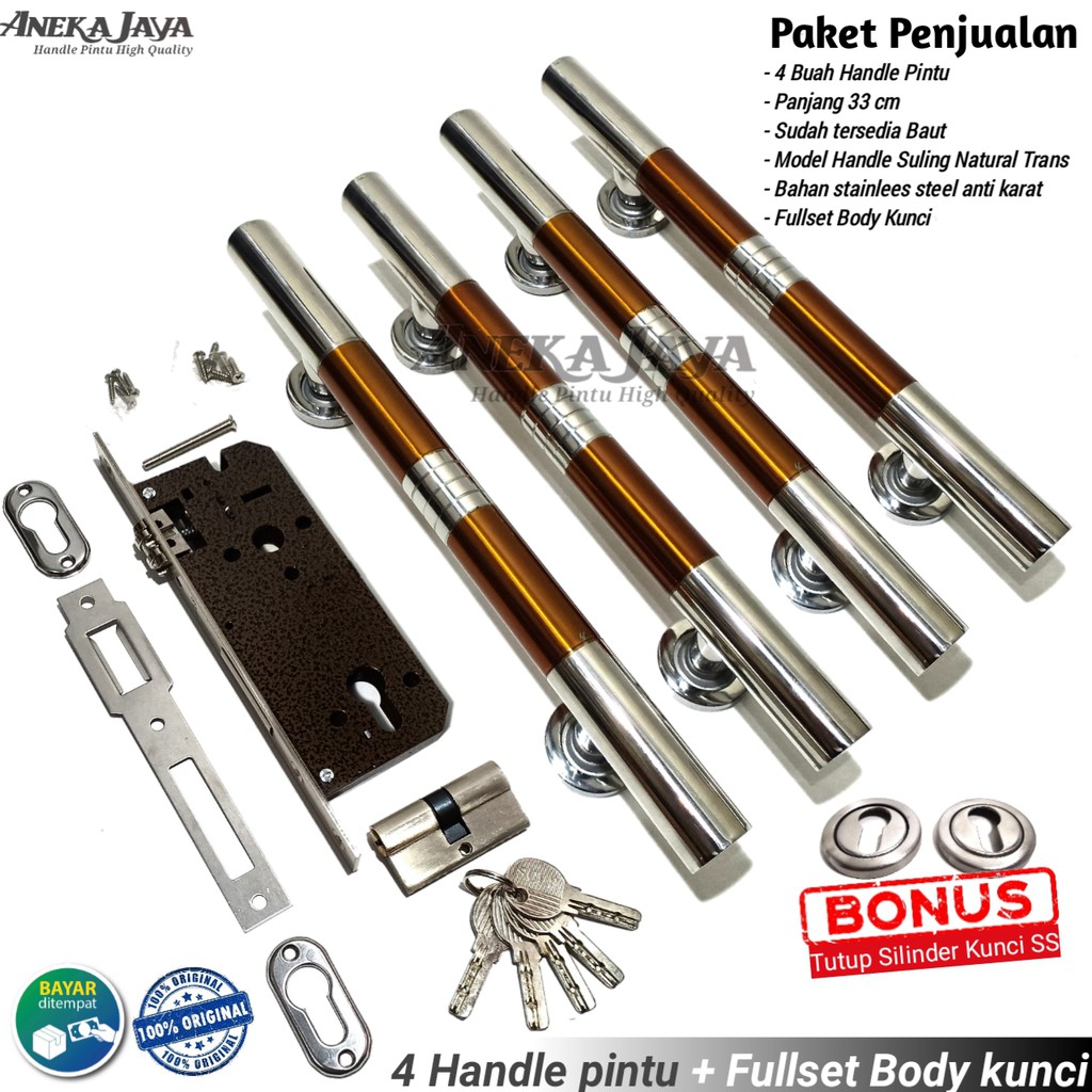 Handle set kunci pintu rumah 33 cm / Gagang pintun rumah / Pegangan pintu rumah kupu tarung murah