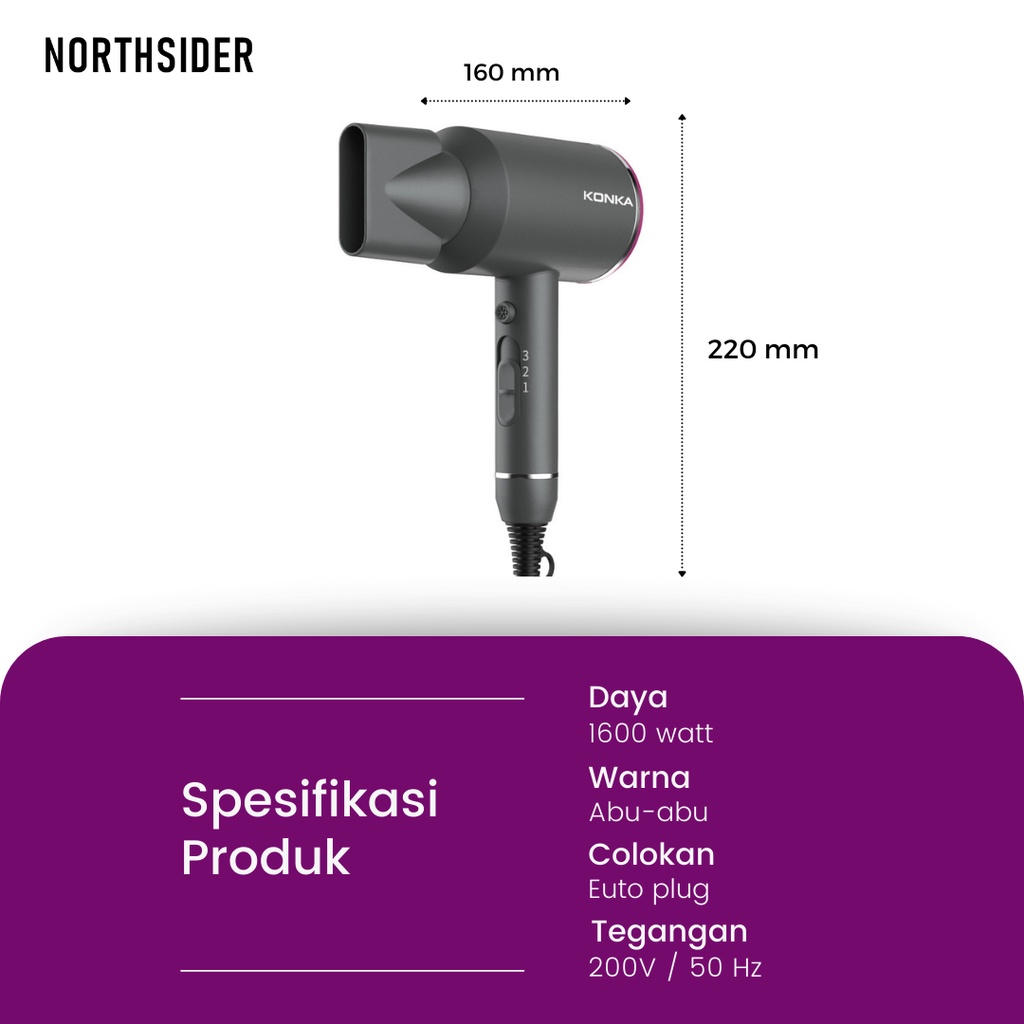 KONKA HAIR DRYER IONIC | PENGERING RAMBUT - KG-1601