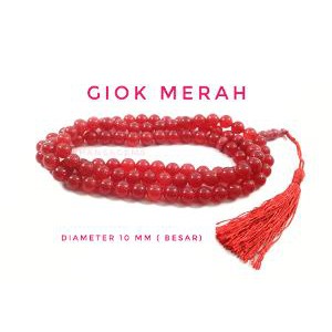 Tasbih Batu Giok Merah Diameter 10 Mm Lebih Besar