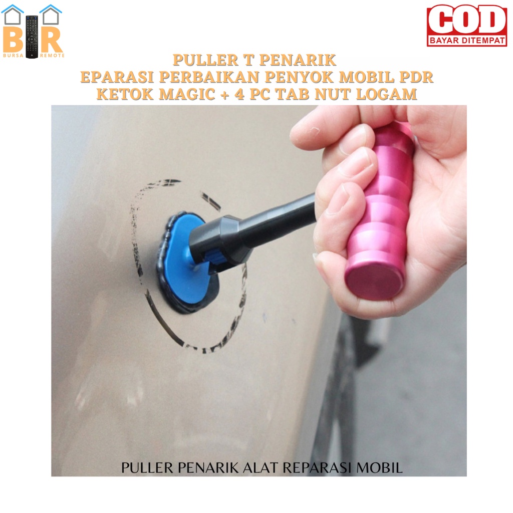 Puller T Penarik Reparasi Perbaikan Penyok Mobil PDR KETOK MAGIC + 4pcs TAB NUT LOGAM