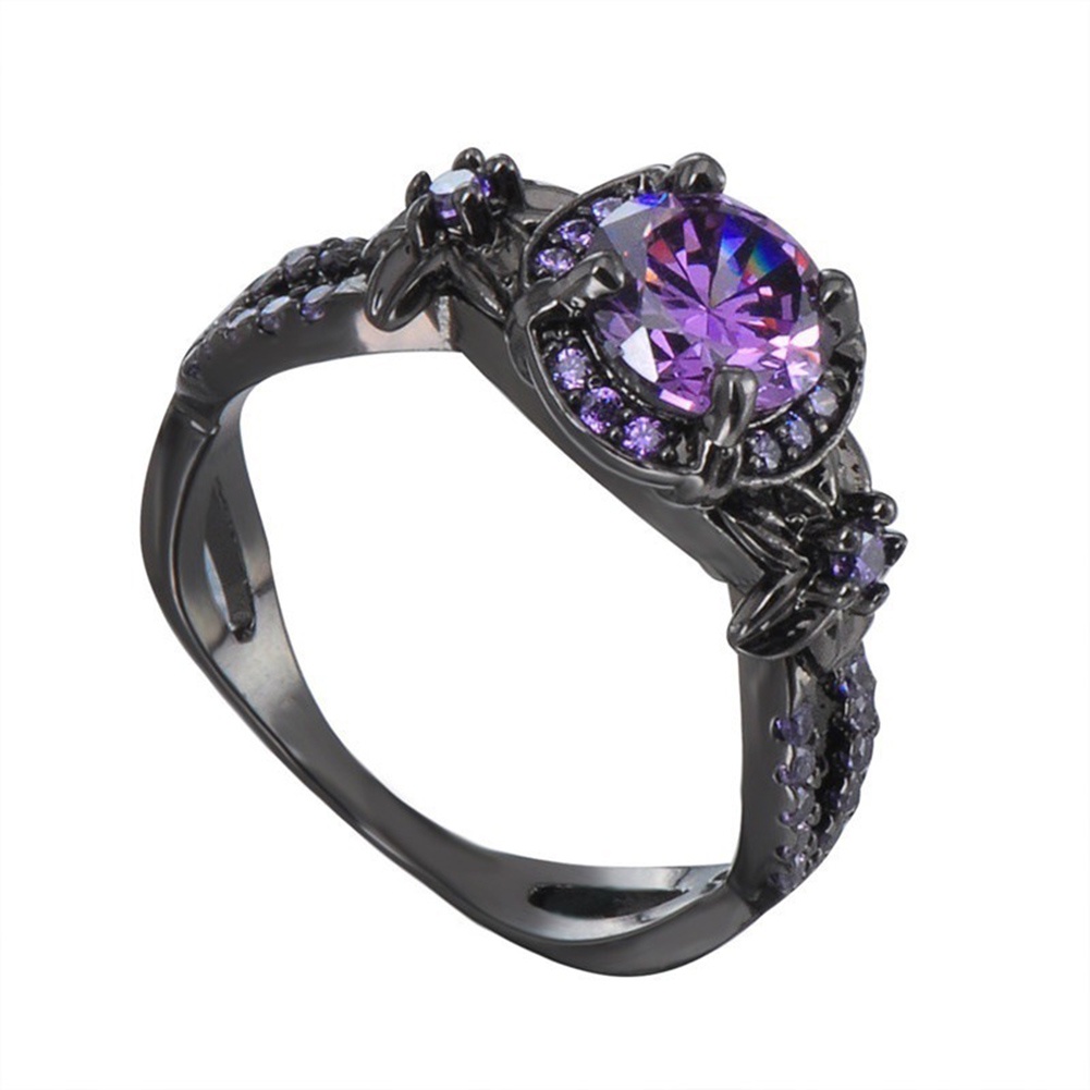 Hu Hu Hu Hu Hu Alat Bantu Pasang Kacamata♡ Cincin Wanita Hias Amethyst Imitasi Gaya Elegan Untuk Pertunanganpernikahanhadiah