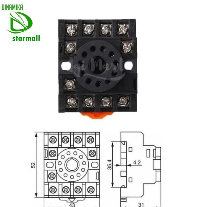 Soket Mk3P Mk3P-I Mk3P-1 Relay Holder Tempat Pcmelebik54