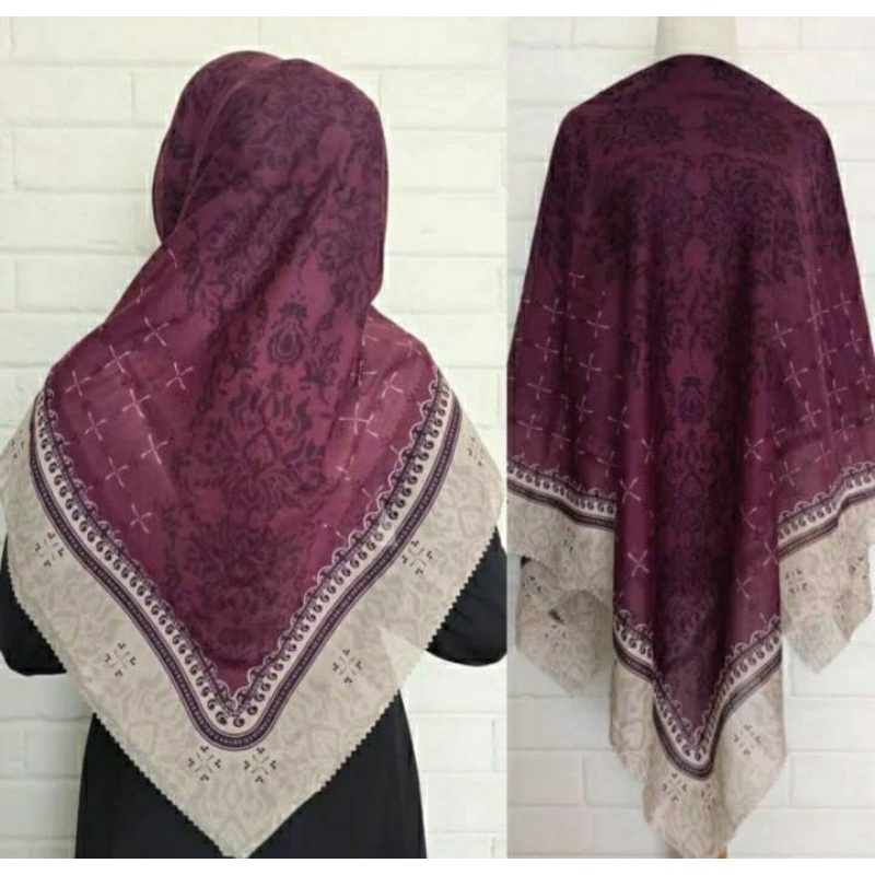 NEW JILBAB HIJAB VOAL MOTIF SYAR'I 130X130 PREMIUM SQUARE LASERCUT KERUDUNG SEGI EMPAT-ANGGREK MERAH
