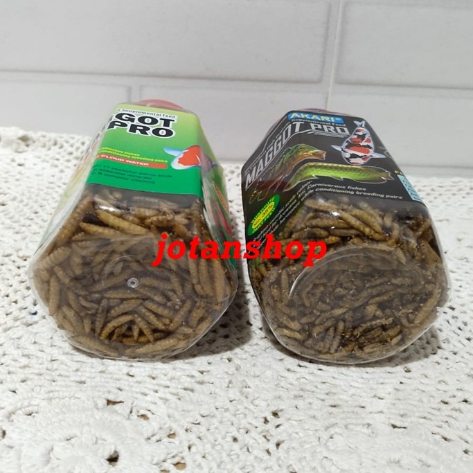 MAGGOT PRO 130GR PAKAN MAKANAN IKAN HIAS KOI LOUHAN ARWANA PREDATOR ULAT KERING