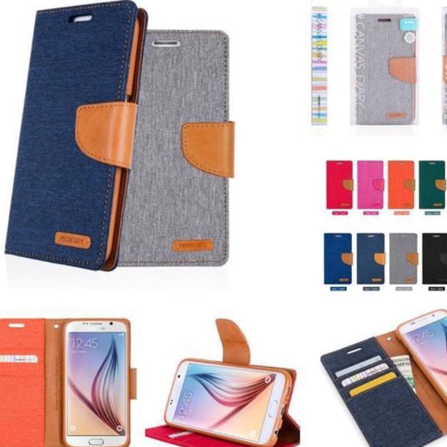 Flip Case Xiaomi Redmi 4A Prime 5in Canvas Diary Flip Magnet Slot Card - Merah Muda -