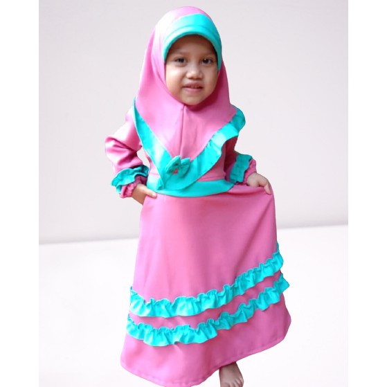 TASYA SYARI KIDS 3 - 4 TAHUN Kain MOSSCRAPE Gamis Anak Perempuan Dress Anak Murah Gamis Syari Set