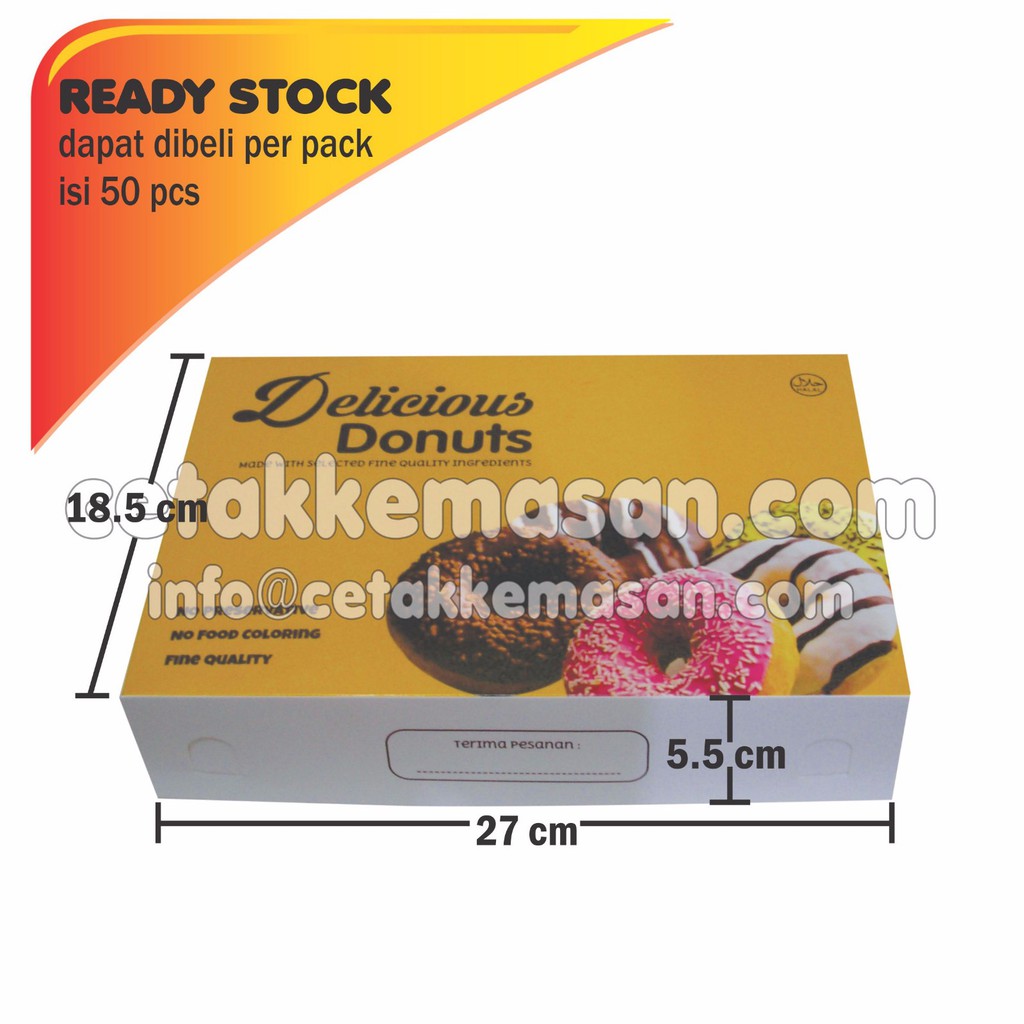 

[NEW] Dus Box Kemasan Donat uk 27 x 18,5 x 5,5 cm Foodgrade cetak Full Color GMSHOP
