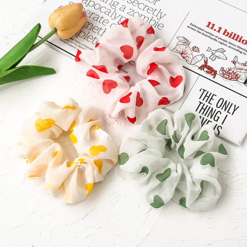 SALE !!! VS - Scrunchie Love Ikat Rambut Gaya Korea Untuk Wanita / Ikat Rambut Cepol Srunchie Love Fashion