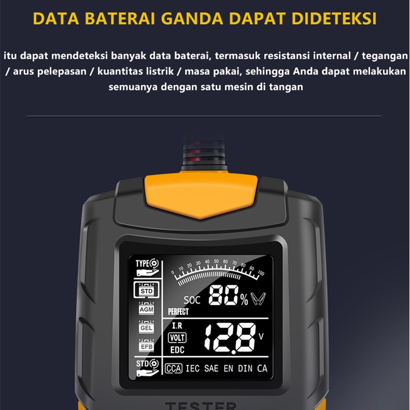 Alat Cas Aki Motor 24V/12V Alat Test Aki Alat Cek Kondisi Aki Mobil Motor Tester Accu Pengecek Baterai Digital Battery Tester Lancol Alat Tester Tegangan Aki Kendaraan Pro Motor Mobil Truk Cek Baterai Analyzer Capit Clamp