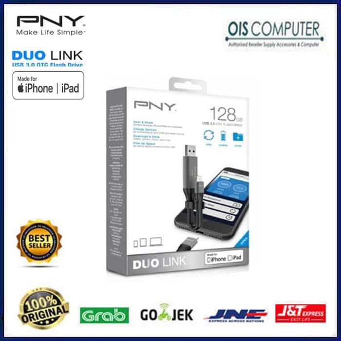 Pny Duo Link 128gb Usb 3 0 Otg Flash Drive For Iphone And Ipad 128