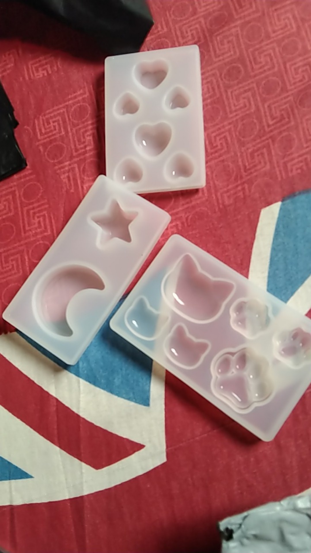 3pcs Cetakan Bahan Silikon Resin Bentuk Bintang Bulan Kucing Dan Hati Untuk Perhiasan