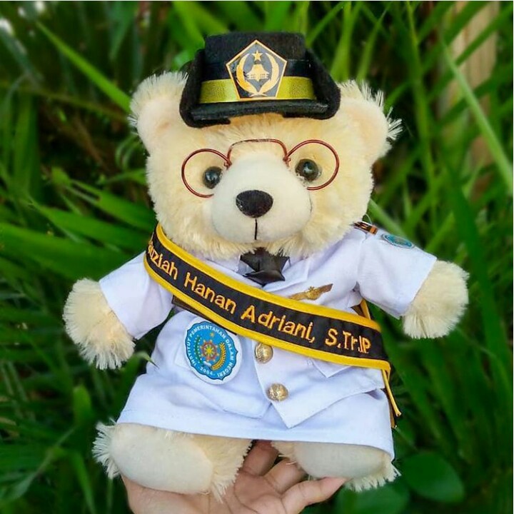 Boneka Hadiah Wisuda IPDN Teddy Bear Pakai Selempang Nama