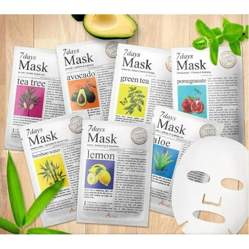 ⭐BAGUS⭐ [BPOM] ARIUL 7 DAYS PLUS &amp; NEW SERIES MASK | Sheet Mask Masker Wajah | Korea Tea Tree Lemon