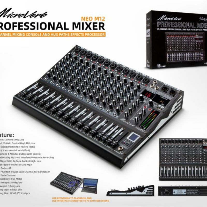 mixer audio Neo M12 Microverb 12 Channel