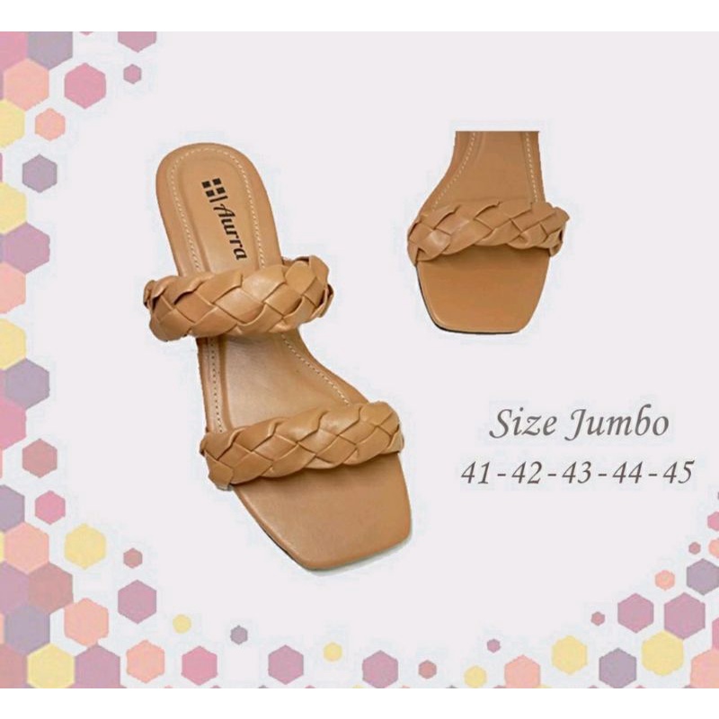 Sandal Kepang Wanita Big Size 41-45 Kepang Kekinian JUMBO Kulit Moka Cantik, 44