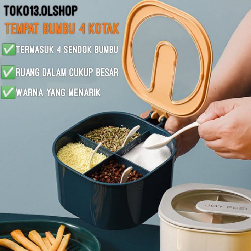 Tempat Bumbu Set 4 in 1 Kotak Penyimpanan Garam Gula Merica Bubuk Dapur