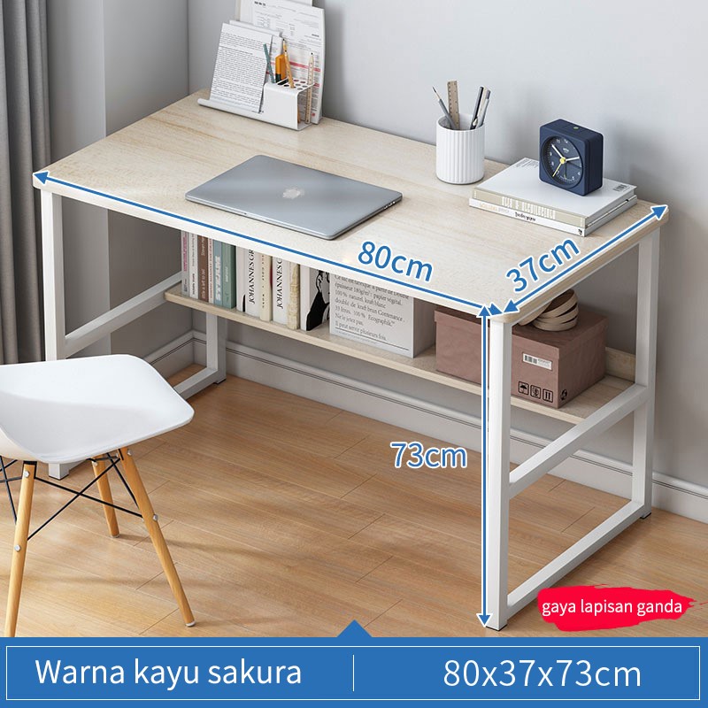 Weyon Sakura meja kantor meja kerja meja belajar Meja komputer Meja Learning Meja rias persegi panjang Meja kamar tidur sederhana Dengan partisi(A160 80cm✖40cm）