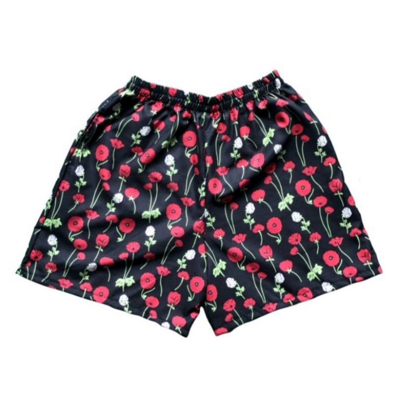 Celana kolor santai wanita motif bunga mawar