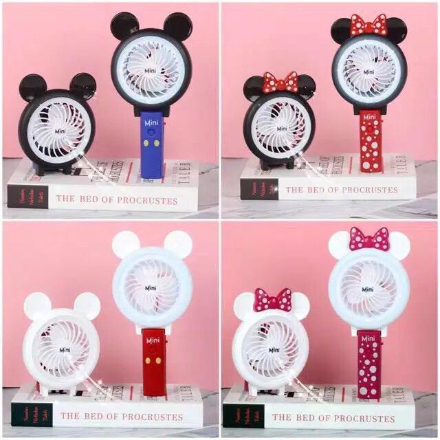 K1 Kipas Angin Mini / Genggam Lipat / Mickey Mini Mouse / Kipas Portable LED