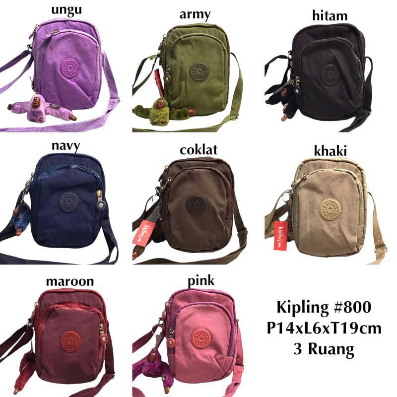TAS SELEMPANG WANITA kp IMPORT Kipling, 3 resleting tas hp sling bag premium