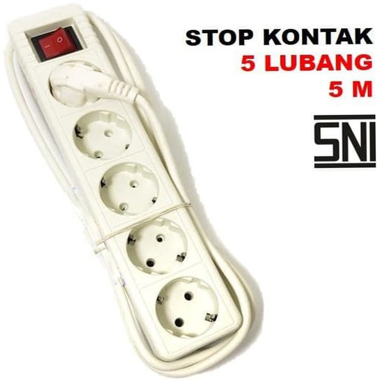 Stop Kontak 5 Lubang 5 Meter Sunfree / Colokan Listrik 5L 5m / Terminal Stopkontak Sunfree 5 lubang