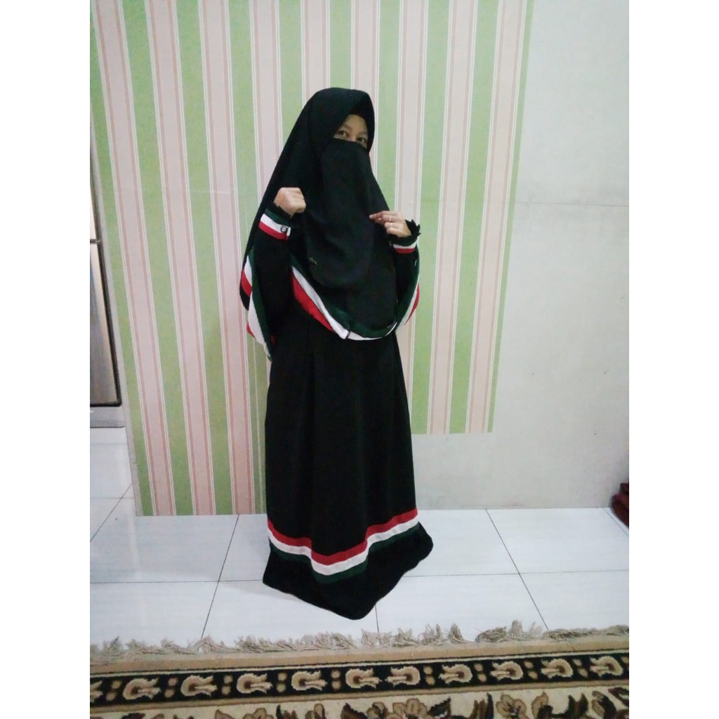 [HUSNA HIJAB] Gamis Palestine Set Free Cadar / Set Gamis Palestina  Free Cadar