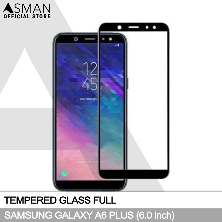 Tempered Glass Full Samsung Galaxy A6 Plus (6.0&quot;) | Anti Gores Kaca - Hitam