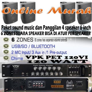 Paket Sound Music Panggilan Vpk 6inch 4buah 6 Zones Pembagi Suara Shopee Indonesia