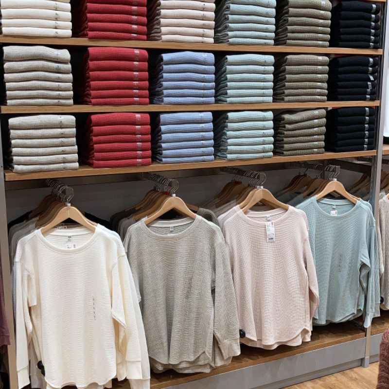 UNIQLO tshirt waffle lengan panjang