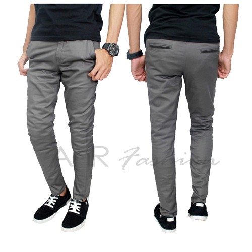 Celana Panjang Chino Pensil Pria Bahan Cotton Stretch